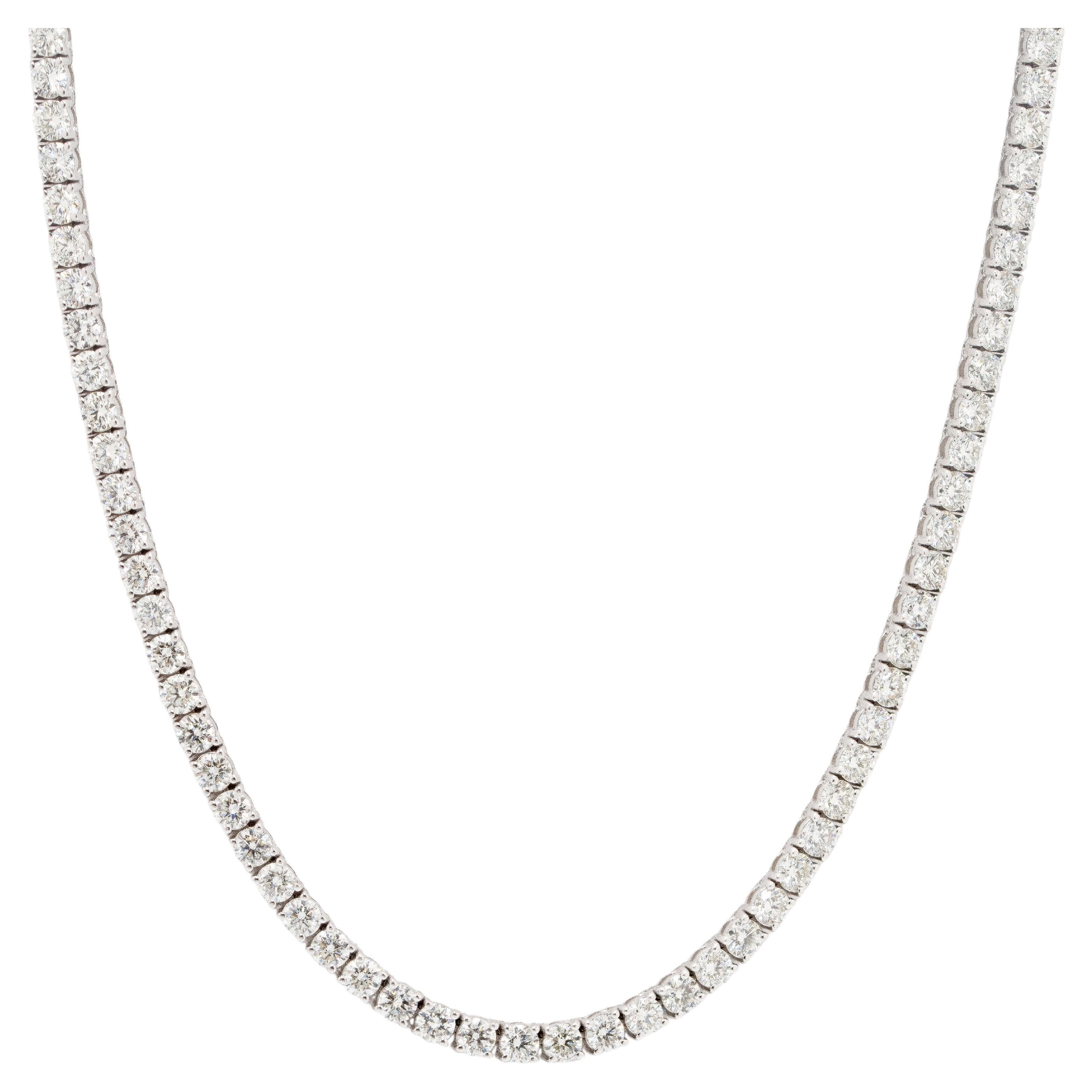 14k White Gold 20.55ctw Diamond Tennis Necklace