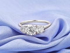 14KT White Gold 2.07 Cts Natural Diamond Three-Stone Round Ring