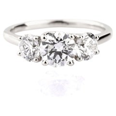 14KT White Gold 2.07 Cts Natural Diamond Three-Stone Round Ring