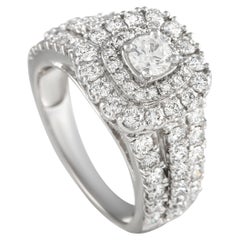 14K White Gold 2.0ct Diamond Cushion Triple Split Ring