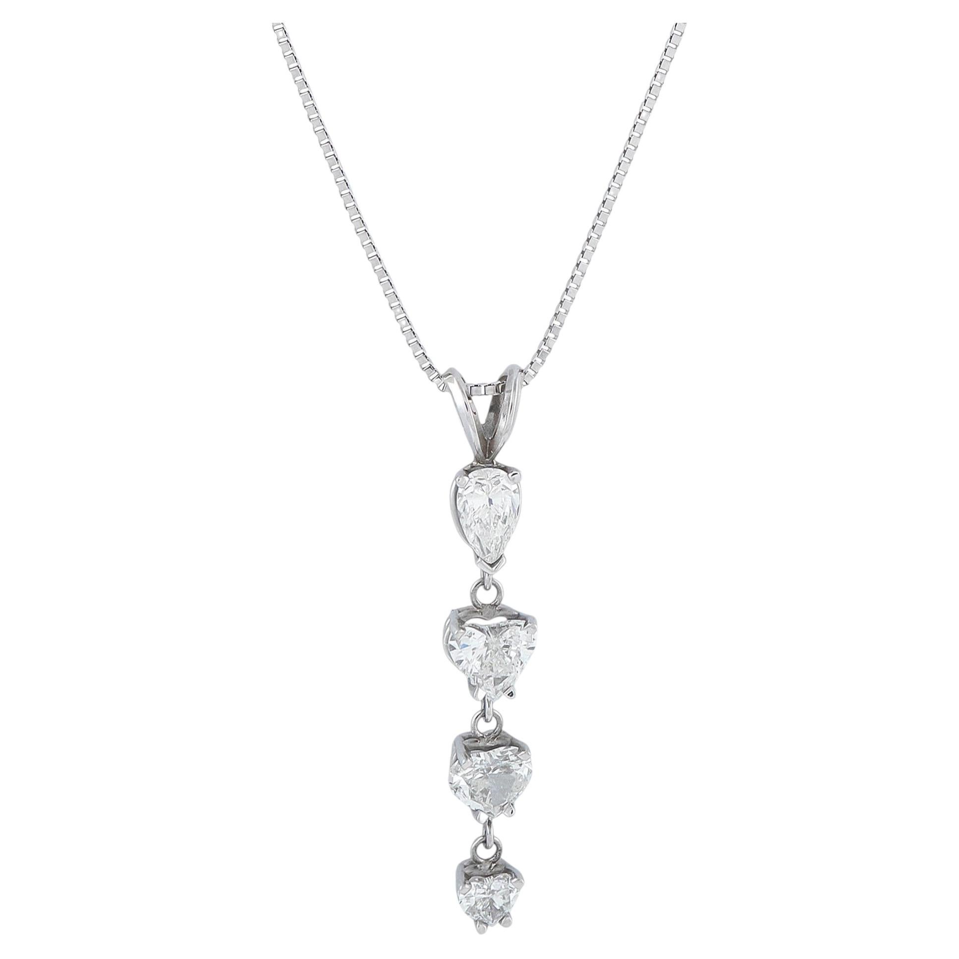 Collana con ciondolo a goccia in oro bianco 14 carati con diamante da 2,0 carati MF16-070226