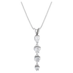 14K White Gold 2.0ct Diamond Drop Pendant Necklace MF16-070226