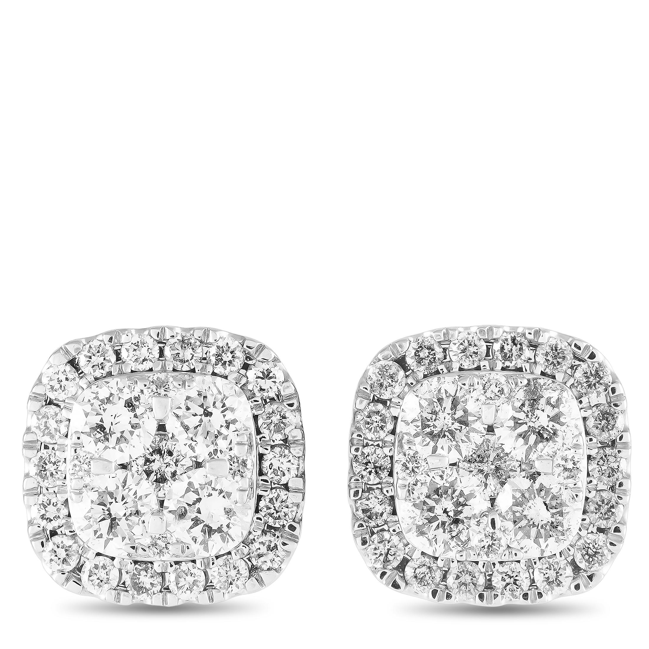 14K White Gold 2.0ct Diamond Earrings In New Condition For Sale In Southampton, PA