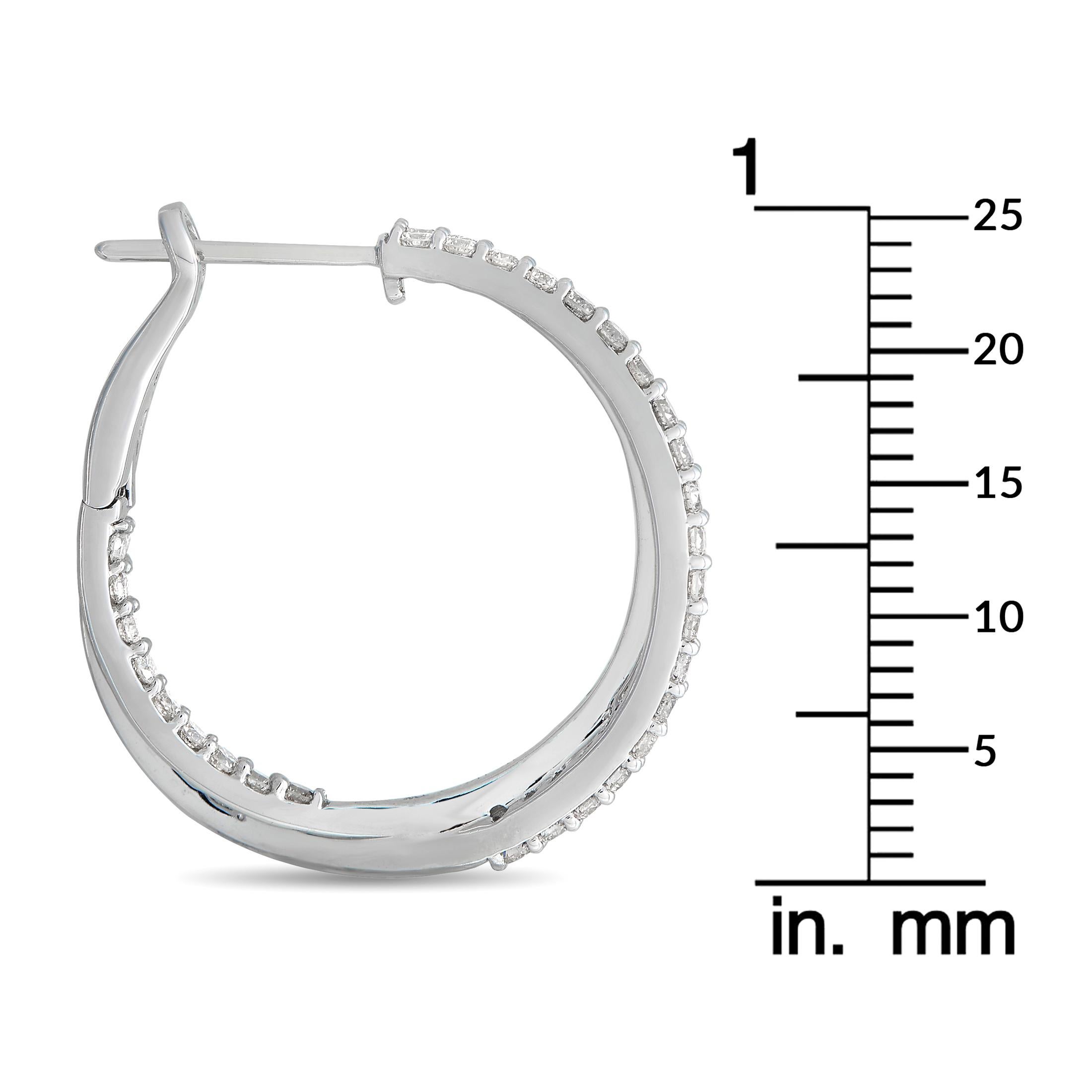 Round Cut 14K White Gold 2.0ct Diamond Inside-Out Hoop Earrings ER28352