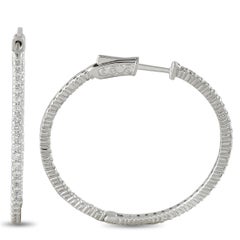 14K White Gold 2.0ct Diamond Inside-Out Hoop Earrings MF13-111825