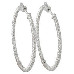 14K White Gold 2.0ct Diamond Inside-Out Hoop Earrings MF13-111825