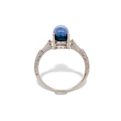 14K White Gold 2.10 carat Australian Black Opal Ring size 6.75
