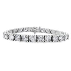 14k White Gold 21.08ctw Round Brilliant Diamond Tennis Bracelet