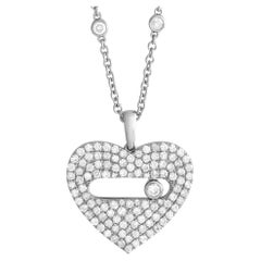 Collier cœur Pav en or blanc 14 carats et diamants 2,10 carats