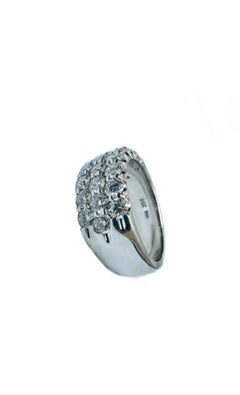 14K White Gold 2.12 Carat Three Row Round Brilliant Diamond Band Ring