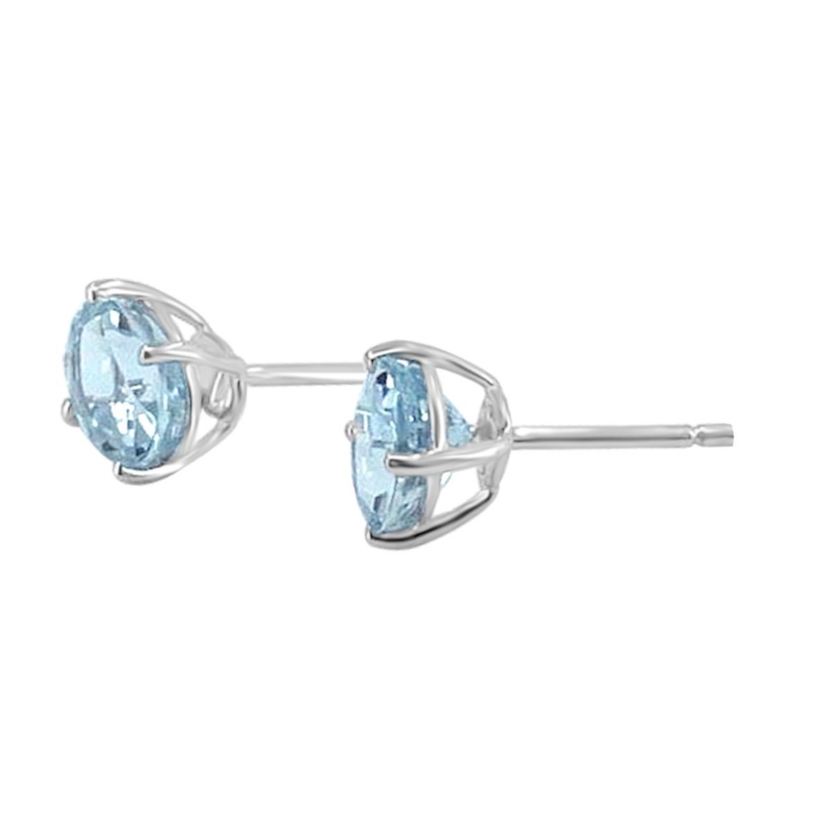 Basic And Beautiful.
These 8x6mm Stud Earring Are In Perfect Size And Color For Everyday Wear. These Stud Earring Features Simple Yet Eye Catching 2.17Cts Aquamarine Gemstones In 4Prong Setting Crafted In 14k White Gold. This Is Perfect Gift For