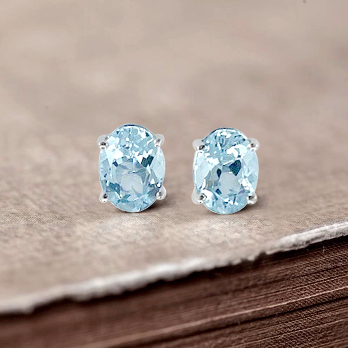 Oval Cut 14K White Gold 2.17cts Aquamarine Earring, Style# TS1331AQE 21103/1 For Sale