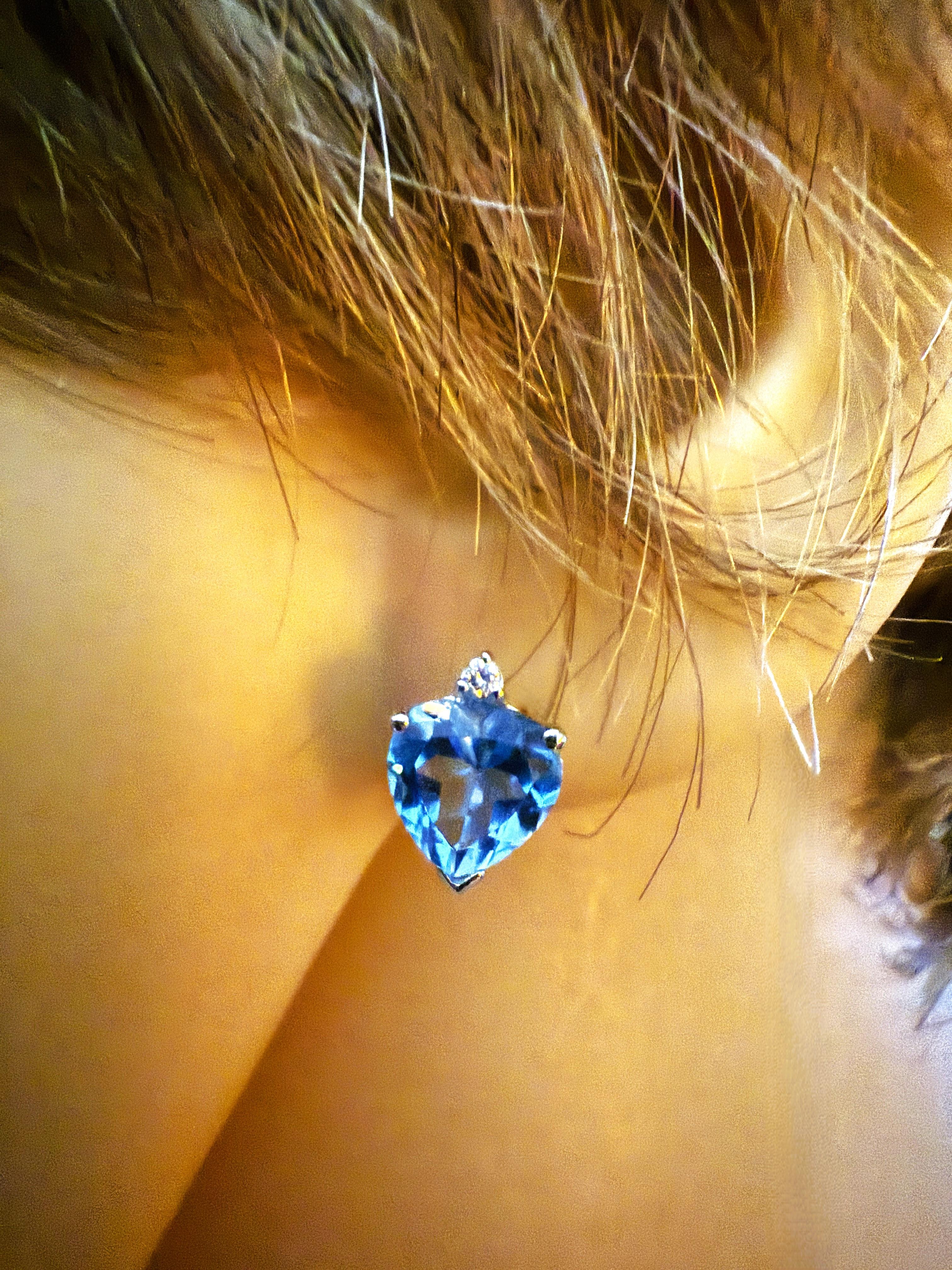 14k Weißgold 2,20 Karat Blautopas und Diamant Ohrringe 4