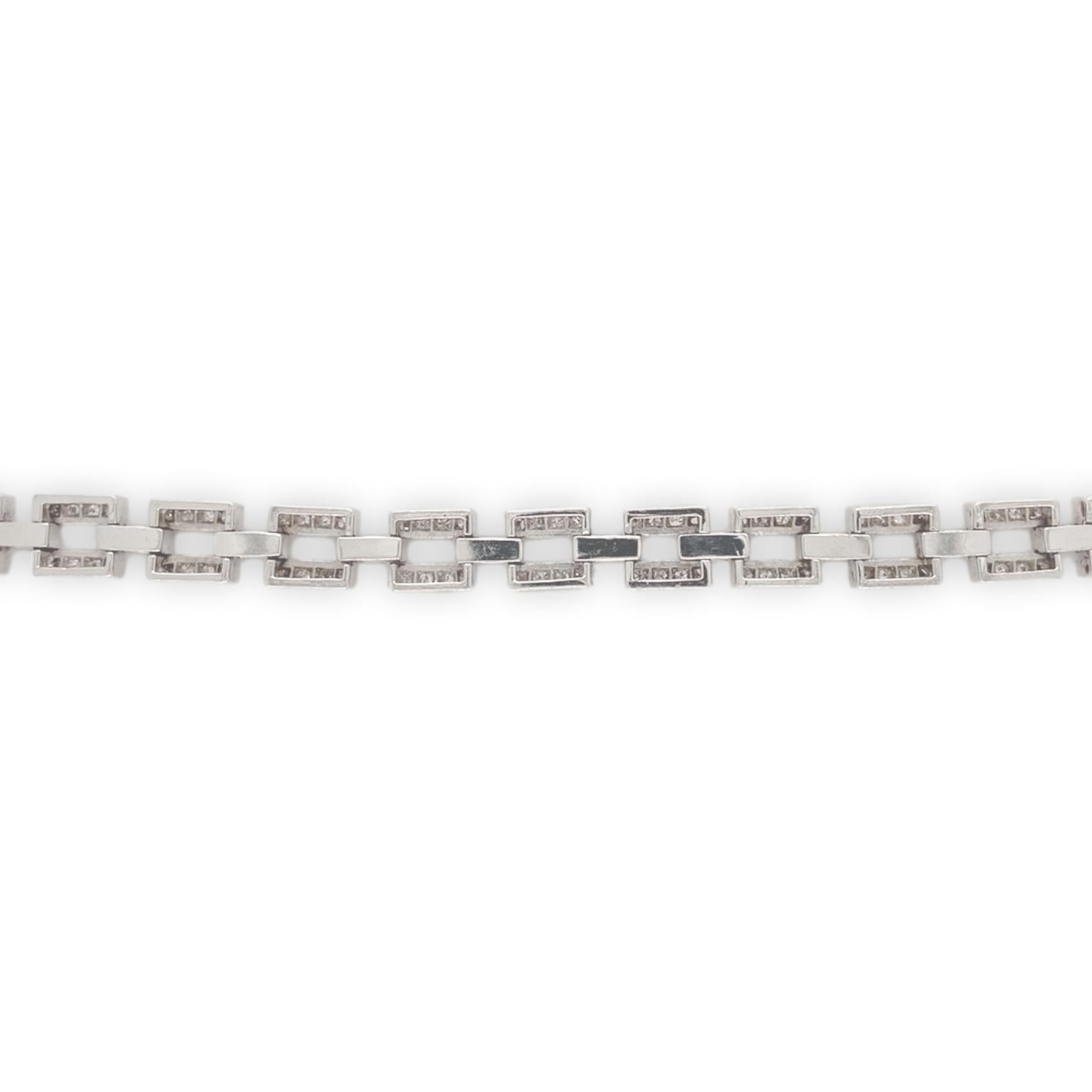 Brilliant Cut 14K White Gold 2.20 carat tw Diamond Tennis Bracelet with Square Links 7 1/8