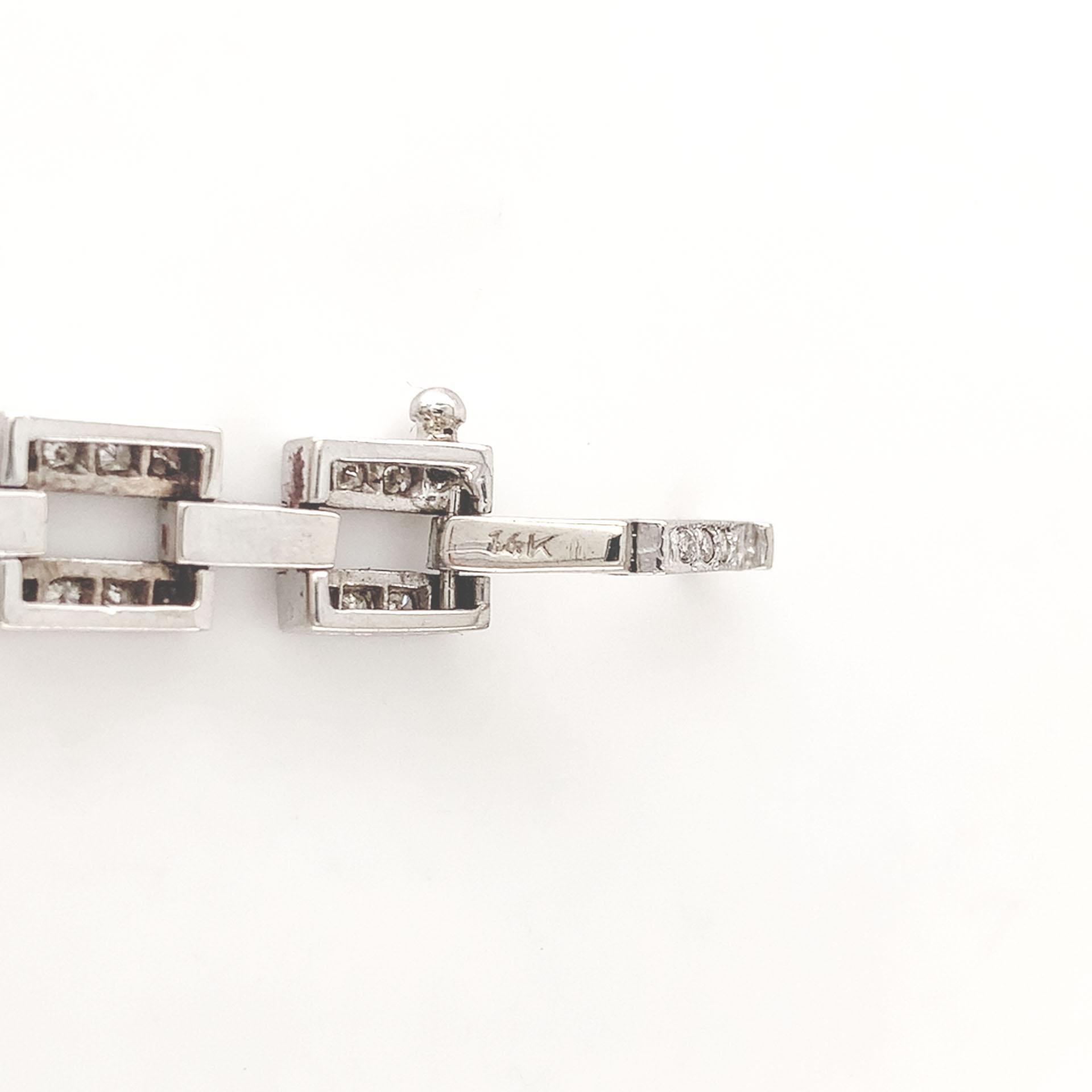 14K White Gold 2.20 carat tw Diamond Tennis Bracelet with Square Links 7 1/8