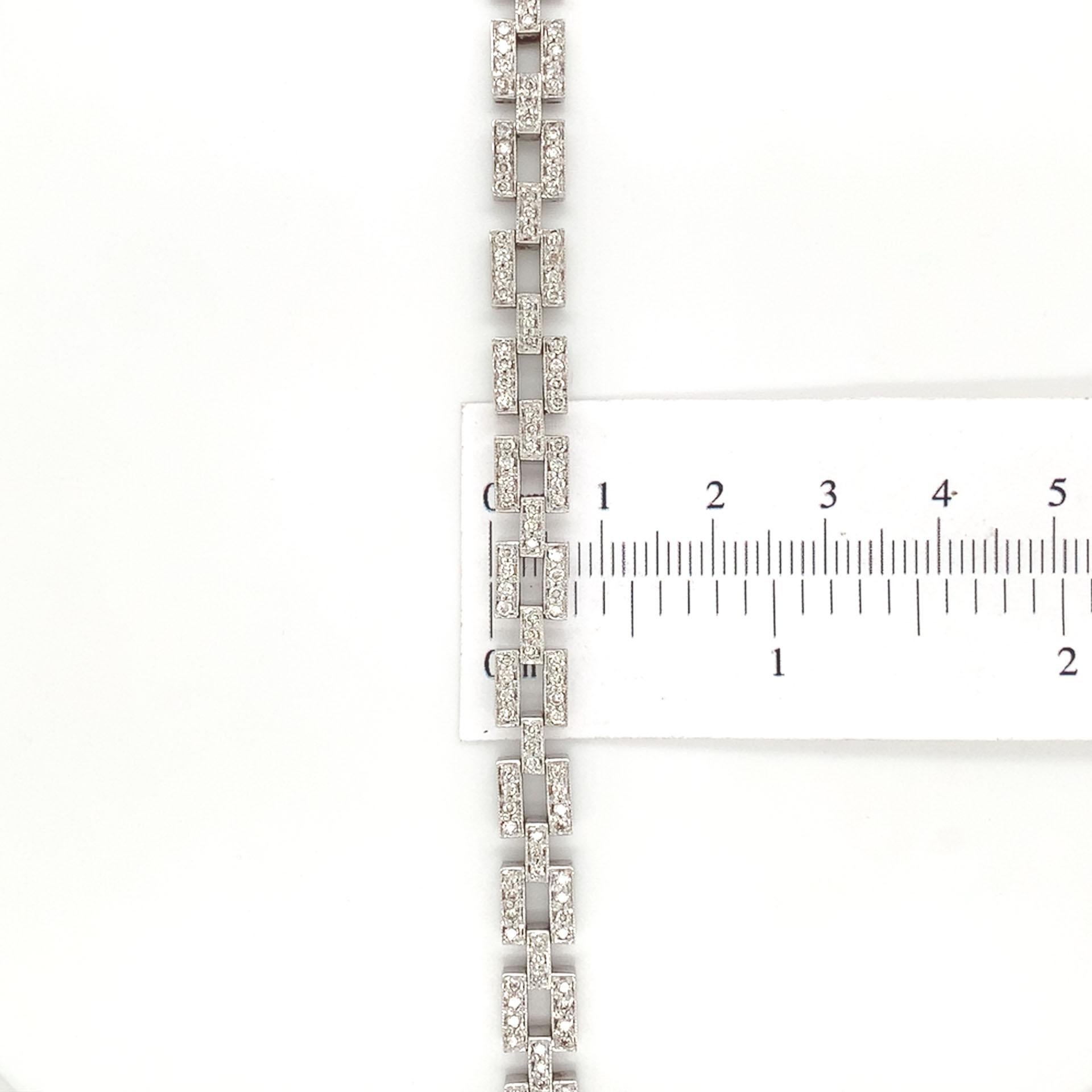 14K White Gold 2.20 carat tw Diamond Tennis Bracelet with Square Links 7 1/8