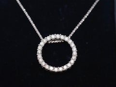 14K White Gold 2.25ct Diamond Circle Pendant and Chain