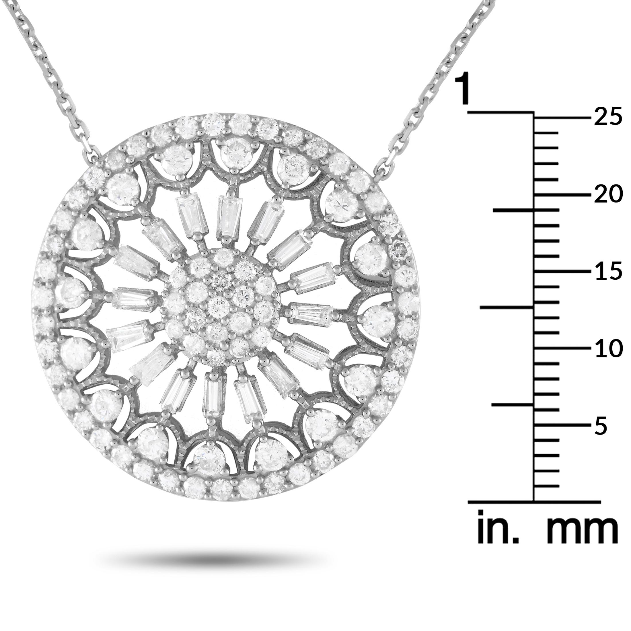 14K White Gold 2.25ct Diamond Filigree Medallion Necklace PN15244-W In New Condition For Sale In Southampton, PA