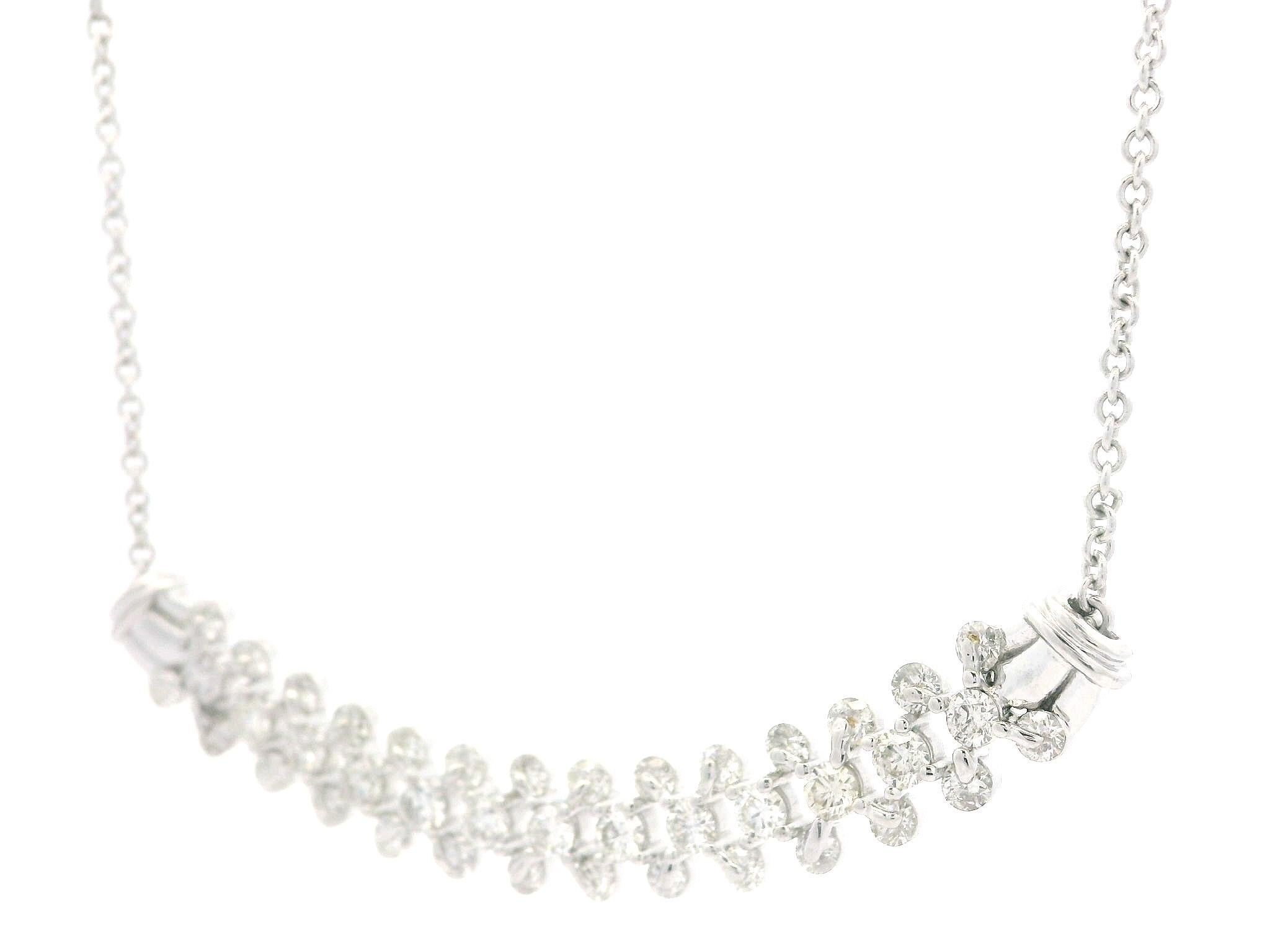 14k White Gold 2.25ctw Diamond Covered Stitch Look Center Pendant 17