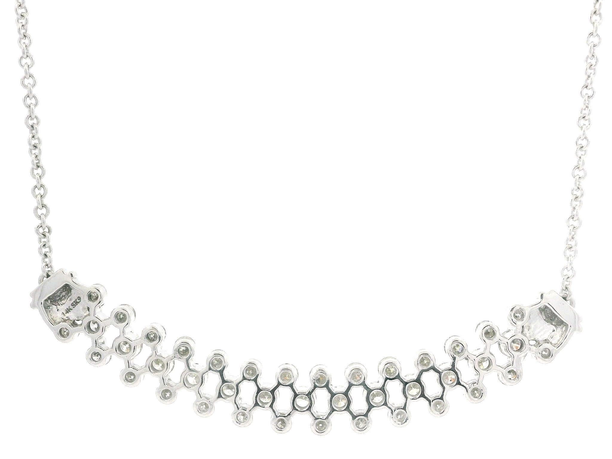 14k White Gold 2.25ctw Diamond Covered Stitch Look Center Pendant 17