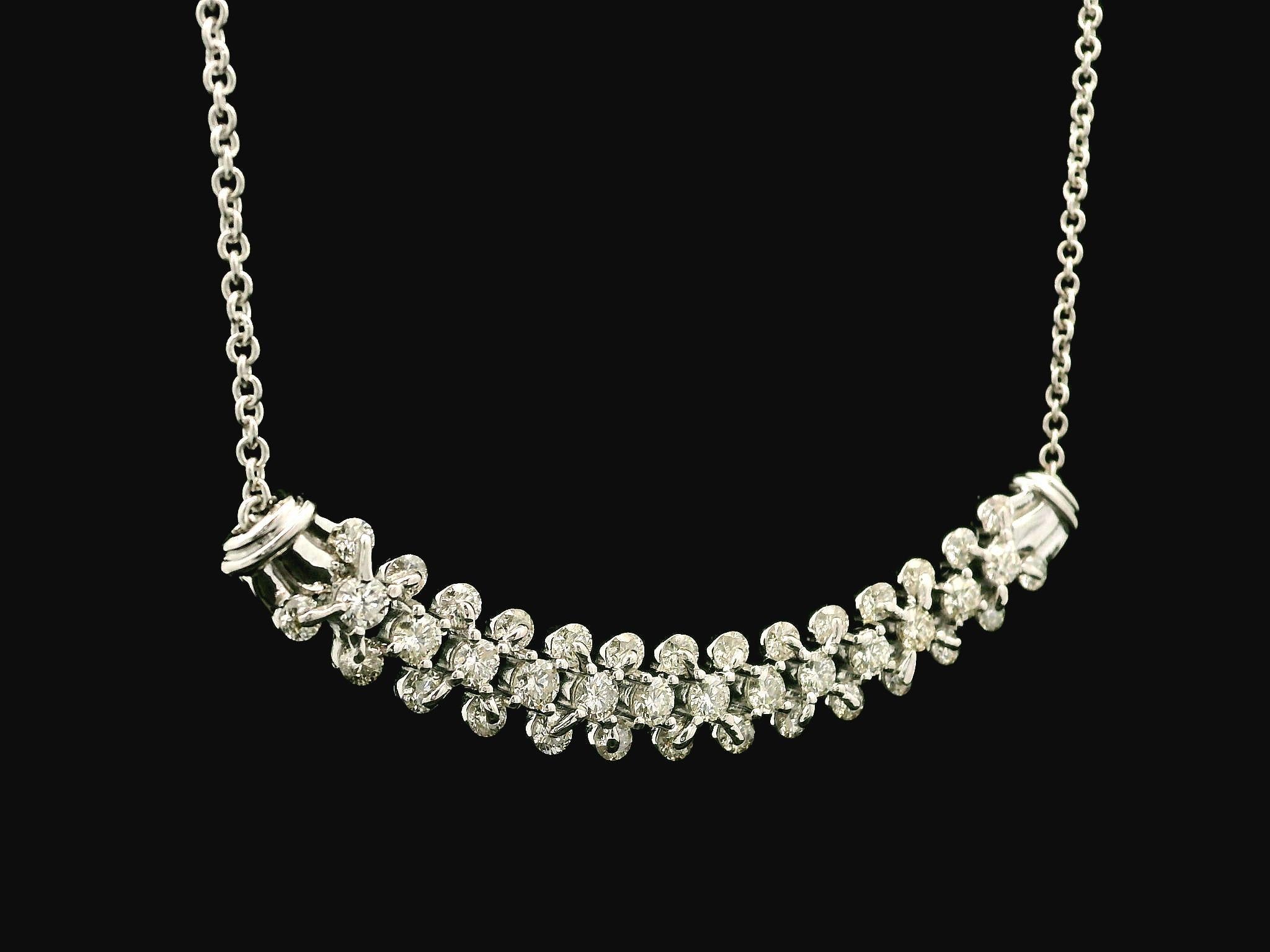 14k White Gold 2.25ctw Diamond Covered Stitch Look Center Pendant 17