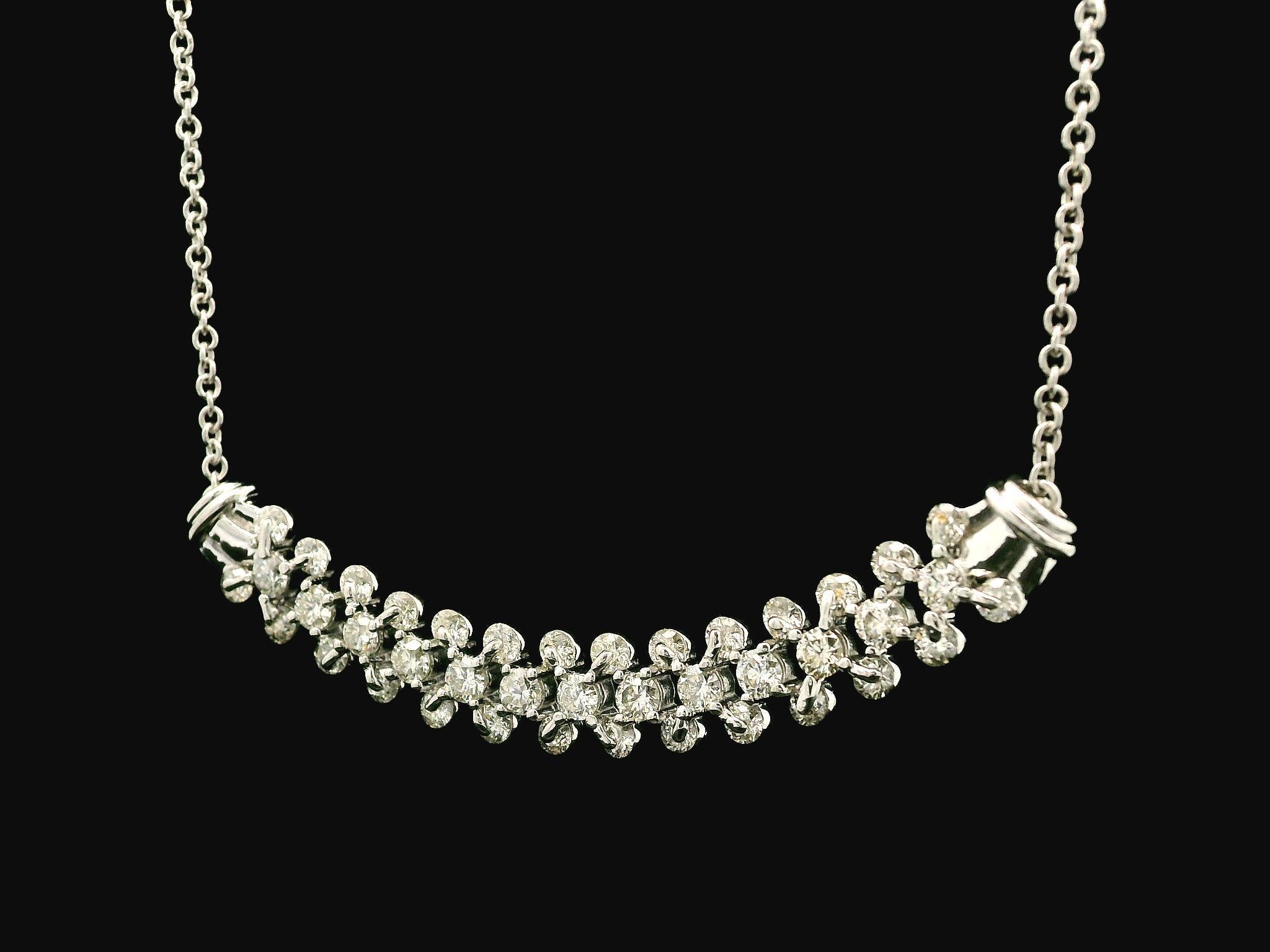 Women's 14k White Gold 2.25ctw Diamond Covered Stitch Look Center Pendant 17