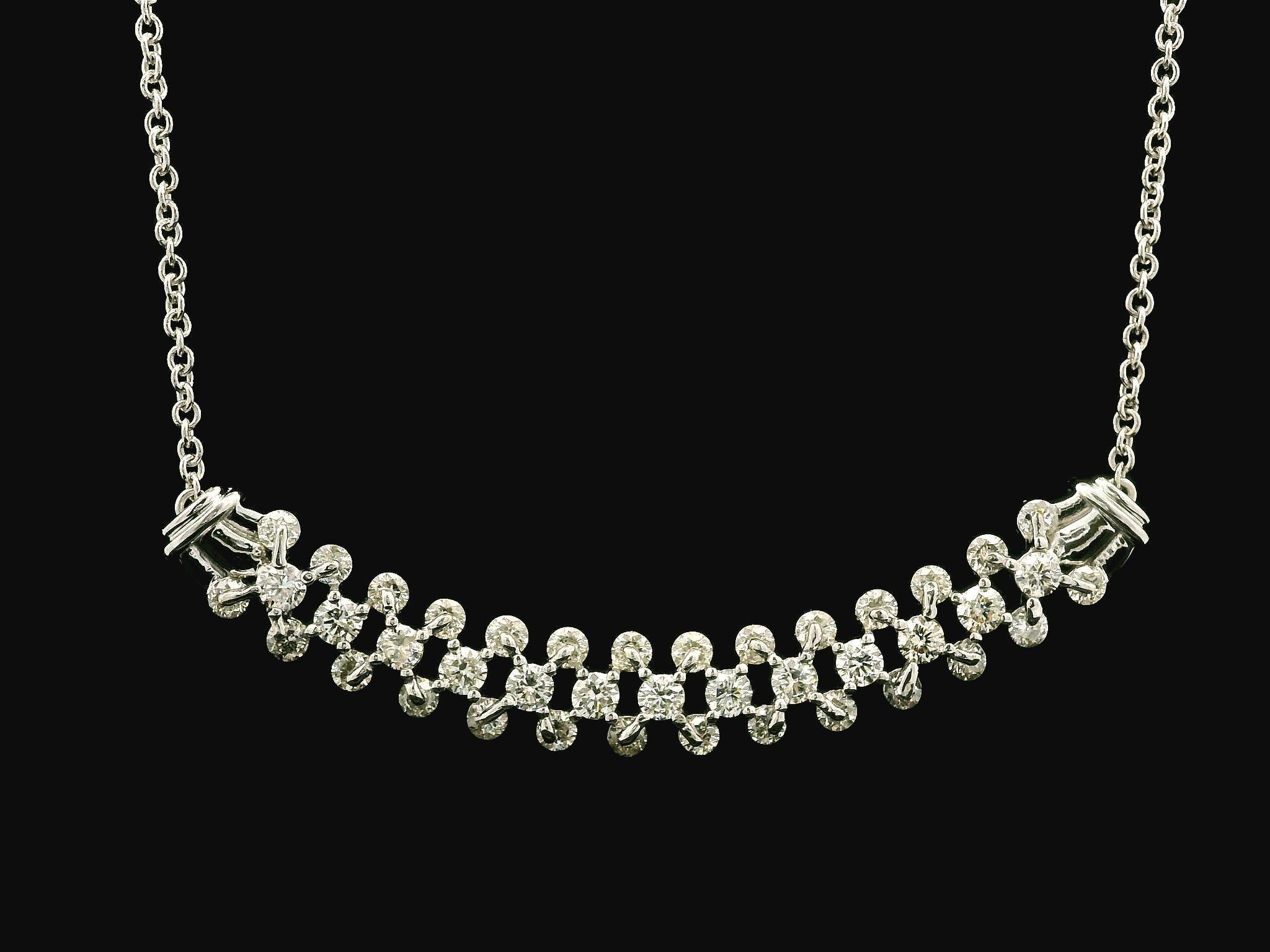 14k White Gold 2.25ctw Diamond Covered Stitch Look Center Pendant 17