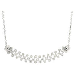 14k White Gold 2.25ctw Diamond Covered Stitch Look Center Pendant 17" Necklace