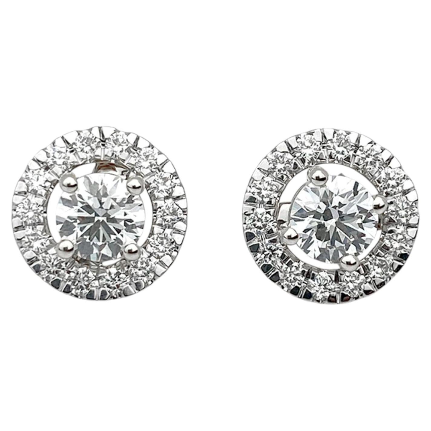 14K White Gold 2.28 Cts Round Natural Diamond Detachable Halo Solitaire Earring