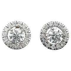 14K White Gold 2.28 Cts Round Natural Diamond Detachable Halo Solitaire Earring