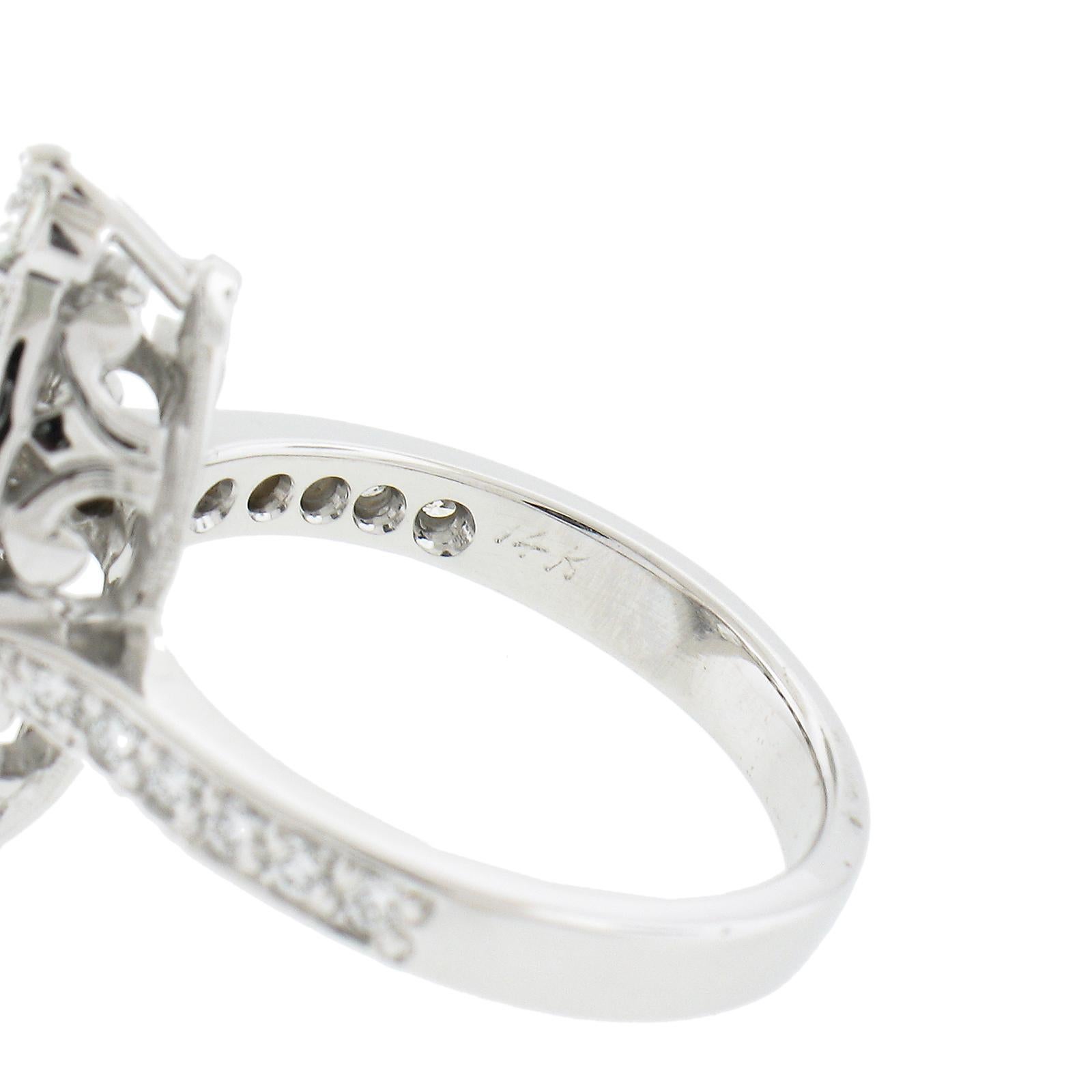 14k White Gold 2.2ctw Gia Fiery Marquise Diamond Big Show Engagement Ring For Sale 5