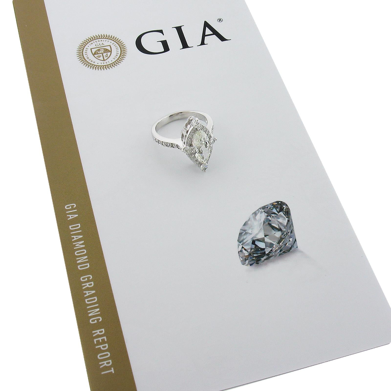 14k White Gold 2.2ctw Gia Fiery Marquise Diamond Big Show Engagement Ring For Sale 6