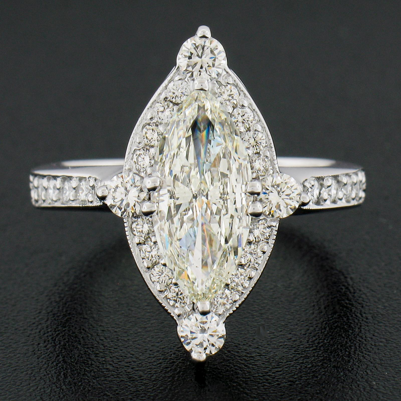 Marquise Cut 14k White Gold 2.2ctw Gia Fiery Marquise Diamond Big Show Engagement Ring For Sale