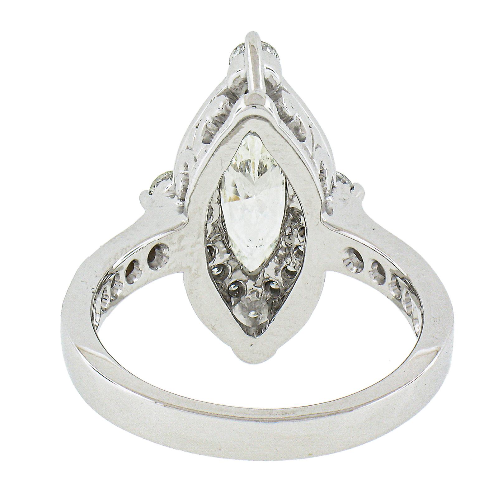 14k White Gold 2.2ctw Gia Fiery Marquise Diamond Big Show Engagement Ring For Sale 2