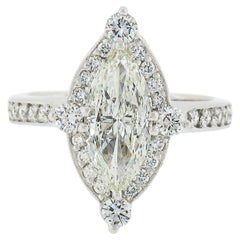 14k Weißgold 2,2 Karat Gia Fiery Marquise Diamant Big Show Verlobungsring