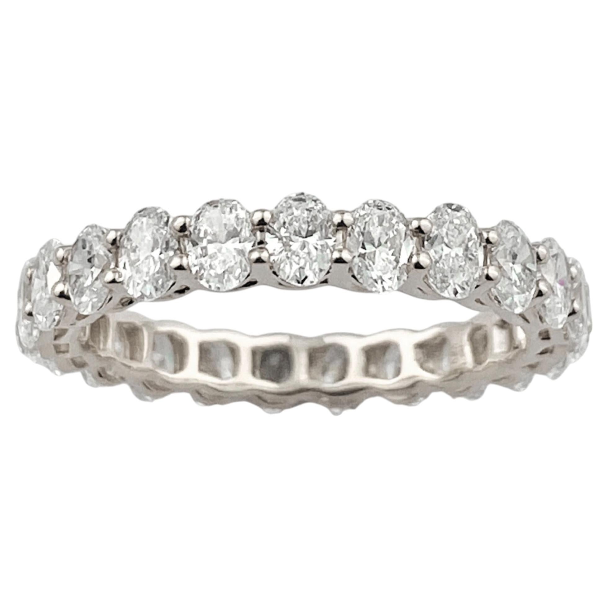 14K White Gold 2.30 Cts Oval Natural Diamond Oval-Cut Eternity Ring