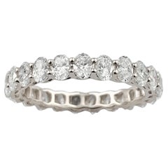 Anello Eternity in oro bianco 14 carati con diamante naturale ovale da 2,30 carati, taglio ovale
