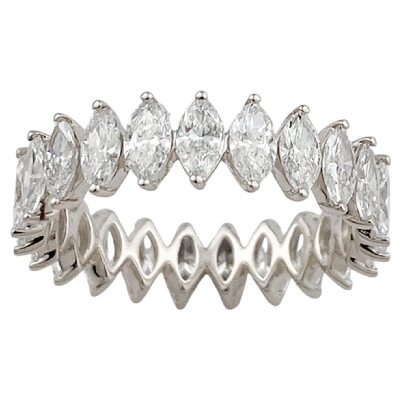 14KT White Gold 2.30Cts Marquise Natural Diamond Marquise-Cut Eternity Ring