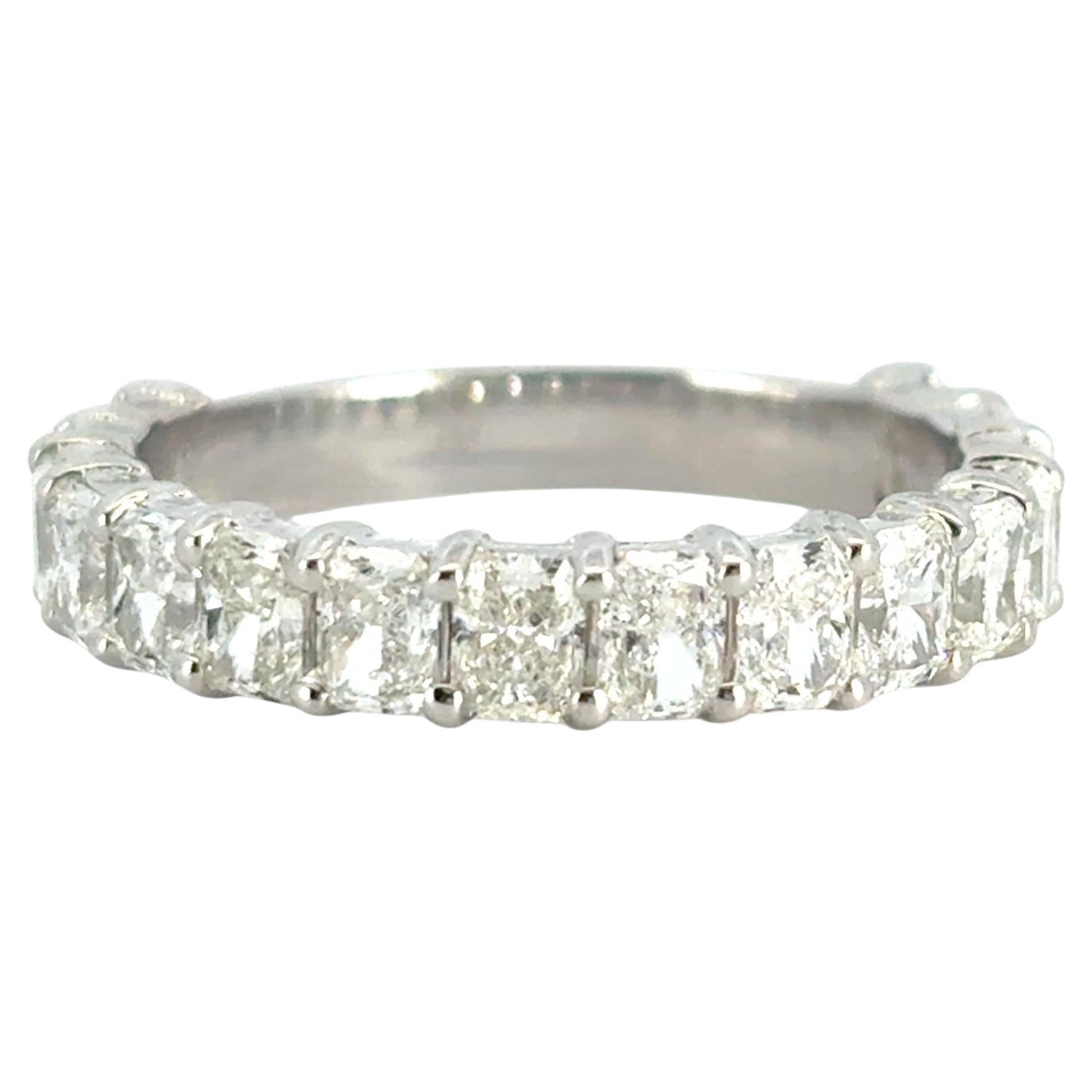 14k White Gold 2.32ctw Emerald Diamond 3/4 Eternity Band Ring