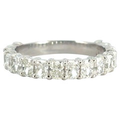 14k White Gold 2.32ctw Emerald Diamond 3/4 Eternity Band Ring