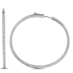 14K White Gold 2.35ct Diamond Inside-Out Hoop Earrings MF17-111825