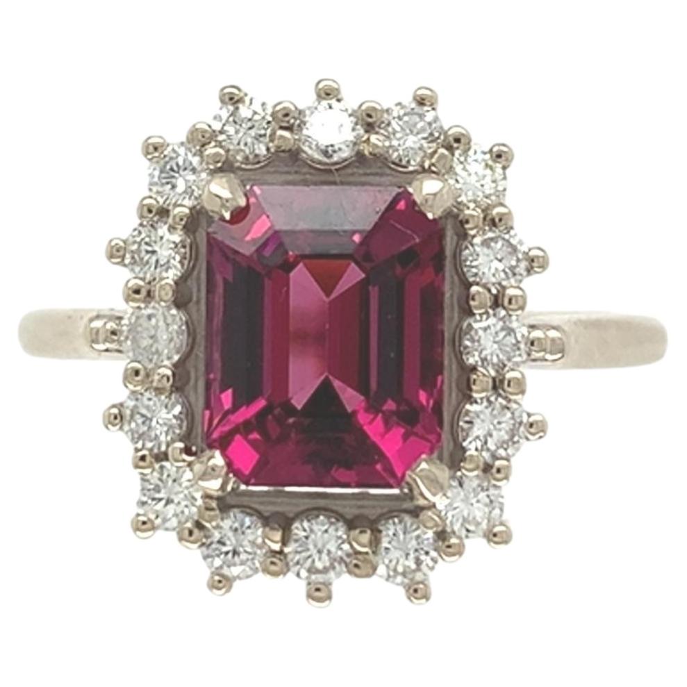14K White Gold 2.37 carat Umbalite Garnet and Diamond Ring size 6.75