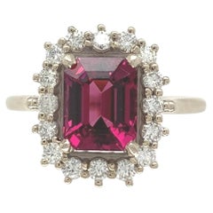 14K White Gold 2.37 carat Umbalite Garnet and Diamond Ring size 6.75