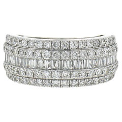 14k White Gold 2.3ctw Baguette & Round Fiery Diamonds 10.3mm Wide Band Ring