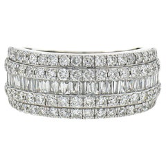 14k White Gold 2.3ctw Baguette 
Round Fiery Diamonds 10.3mm Wide Band Ring