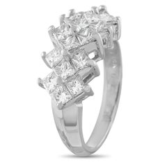 Bague en or blanc 14 carats avec diamants de 2,40 carats en taille princesse, modèle MF27-070226