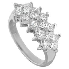 Bague en or blanc 14 carats avec diamants de 2,40 carats en taille princesse, modèle MF27-070226