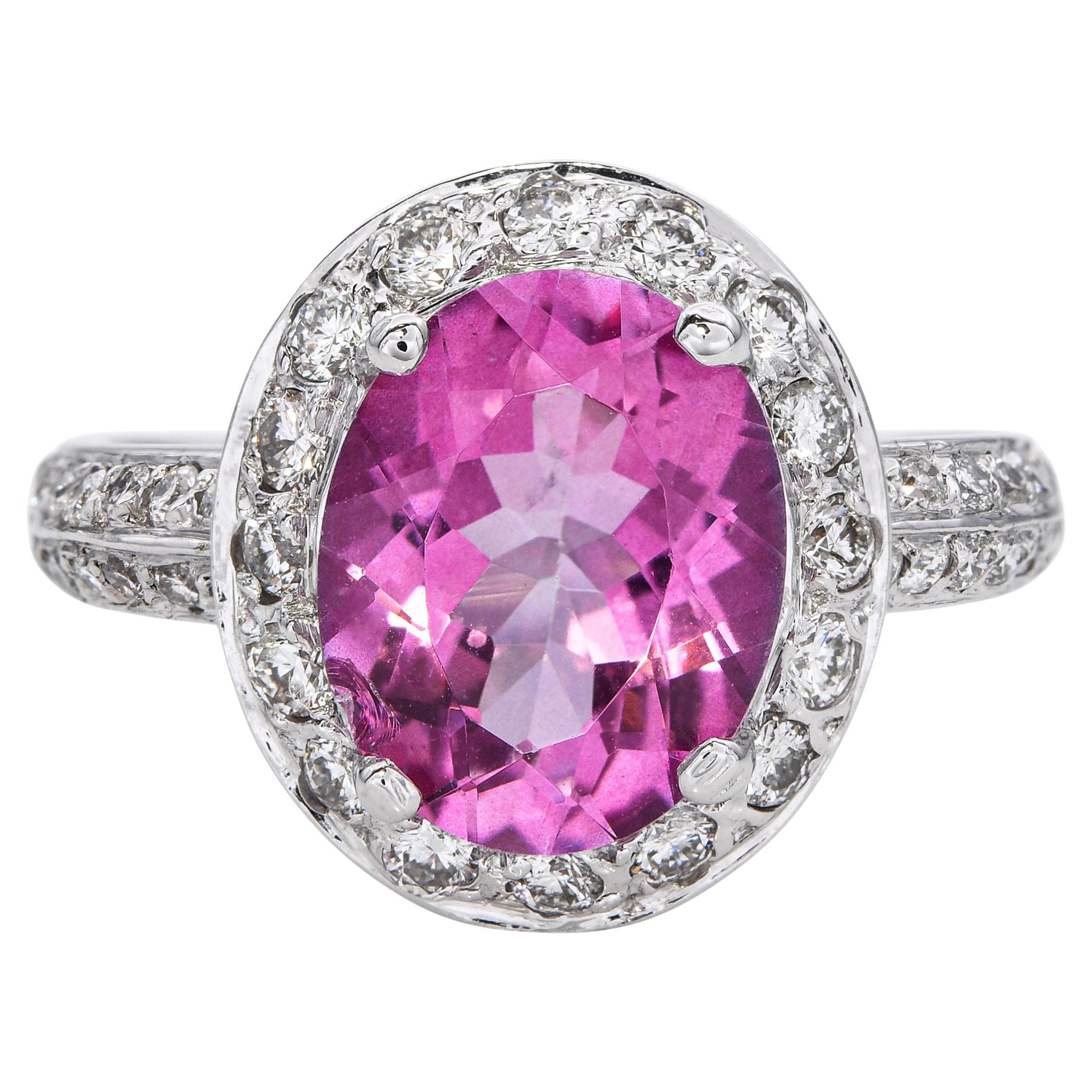 14k Weißgold 2,45ct Imperial Topas und Diamant Ring im Angebot