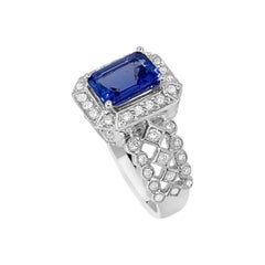 14K White Gold 2.46cts Tanzanite and Diamond Ring. Style# REN72657A
