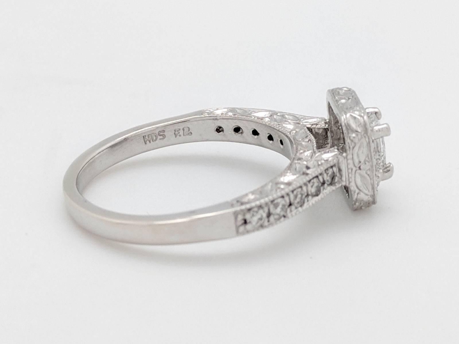 14 Karat White Gold .24 Carat Princess Cut Diamond Halo Engagement Ring SI2/H 2